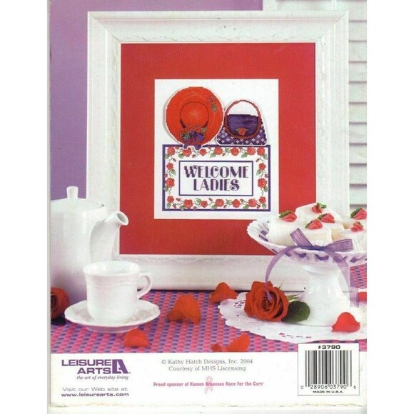 Cross Stitch Leisure Arts Ravishing in Red 4 Counted Pattern Charts Hats W/Mats - Picture 4 of 4